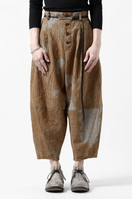 YUTA MATSUOKA 2 tucks wide taper cropped pants / mottled dyeing dead stock woven