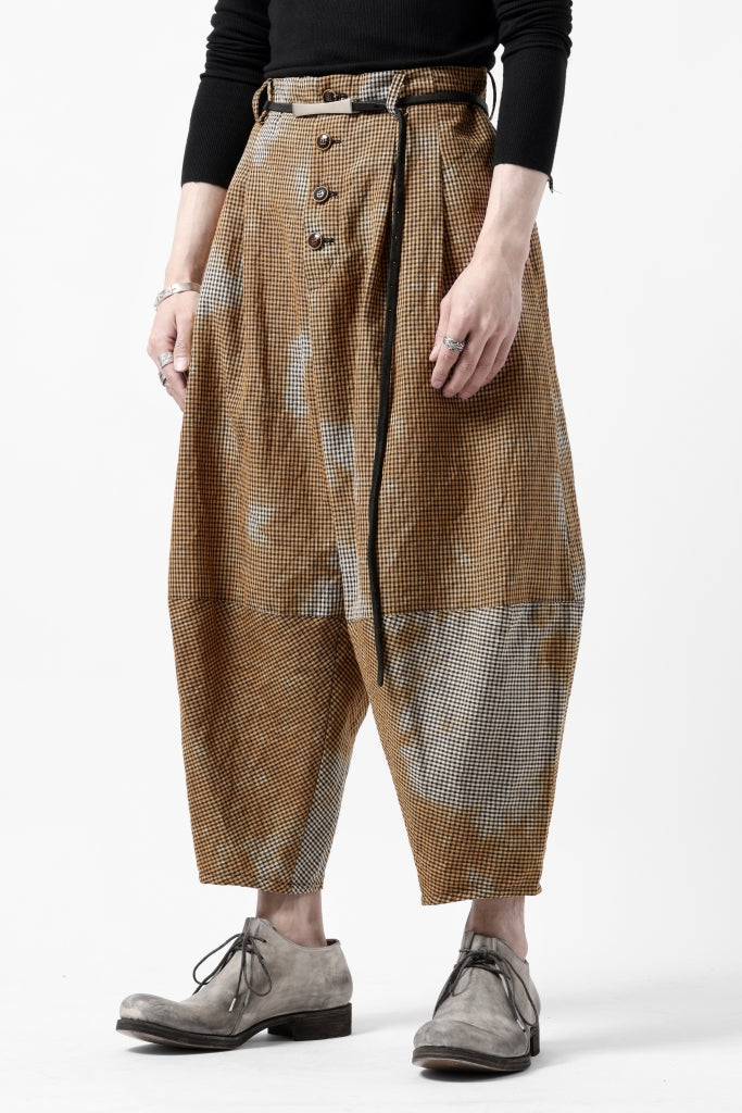 YUTA MATSUOKA 2 tucks wide taper cropped pants / mottled dyeing dead stock woven