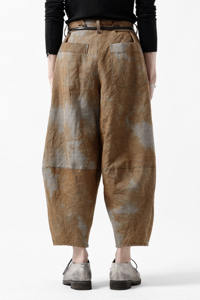 YUTA MATSUOKA 2 tucks wide taper cropped pants / mottled dyeing dead stock woven