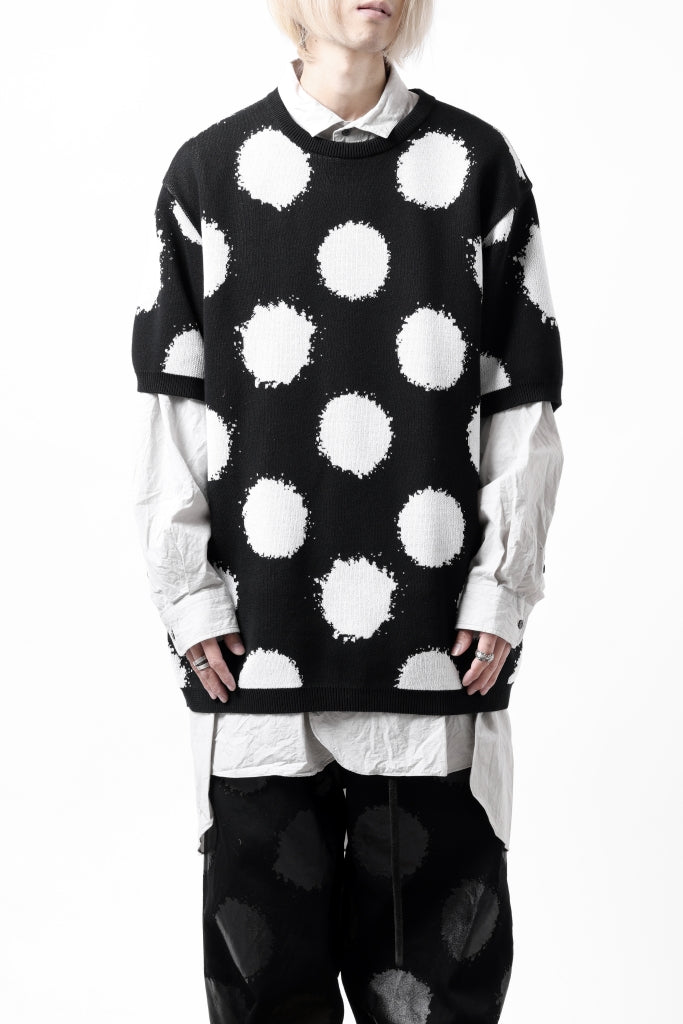 Y's.... HALF SLEEVE KNIT TOPS / DOTS JACQUARD