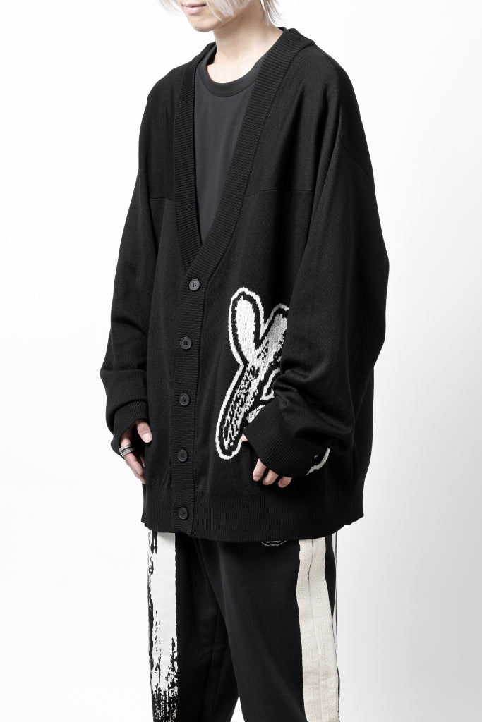 Y-3 Yohji Yamamoto LOGO INTARSIA KNIT CARDIGAN / ETHICAL FABRIC