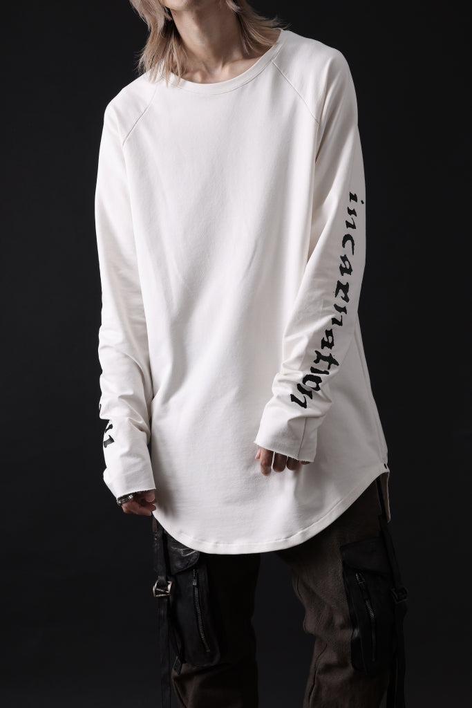 [ Tops ] incarnation exclusive RAGLAN LONG SLEEVE TOP / PRINTED ELASTIC F.TERRY Price / ￥37,840 - (in tax) Foreign Price / ≒ $264.00 or €243,95 Size / XXL (*Free) Color / White Material / Cotton,Elastane