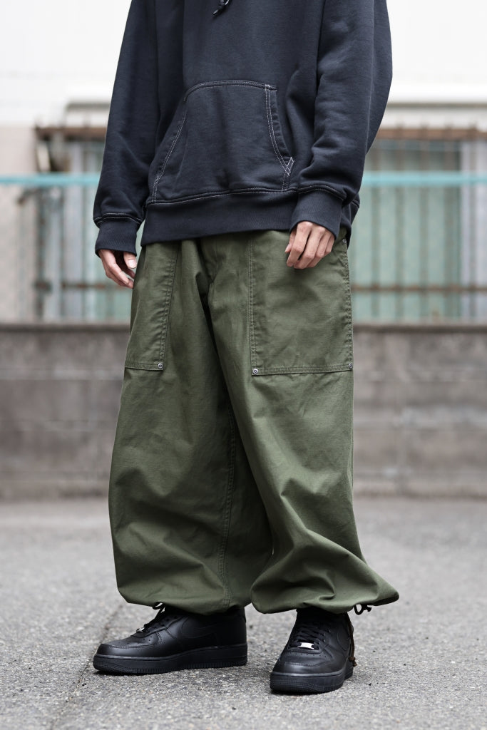 Y's WIDE STRAIGHT PANTS WORKER-DETAIL / BACK SATIN VULCANIZATION COTTON