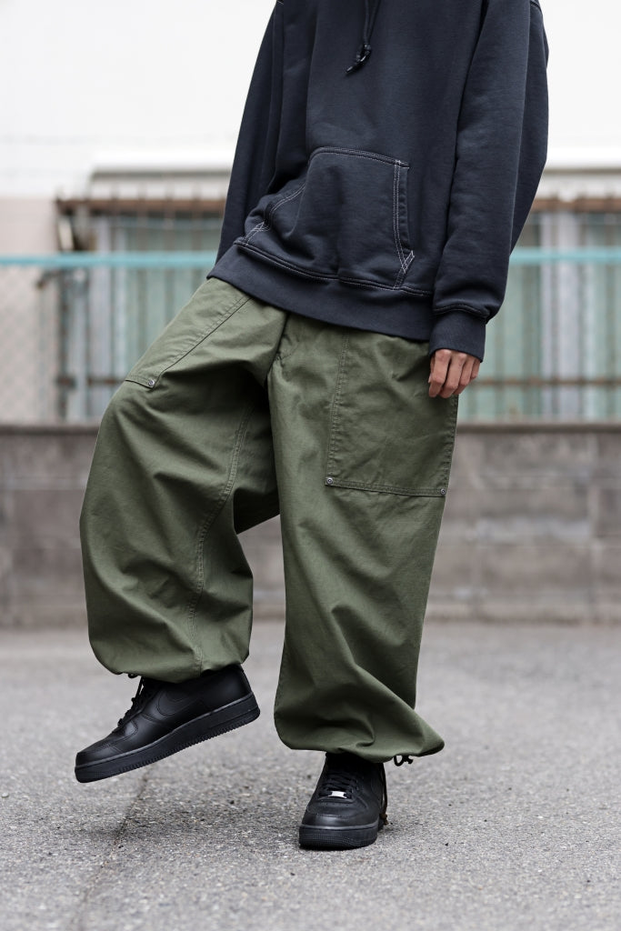 Y's WIDE STRAIGHT PANTS WORKER-DETAIL / BACK SATIN VULCANIZATION COTTON