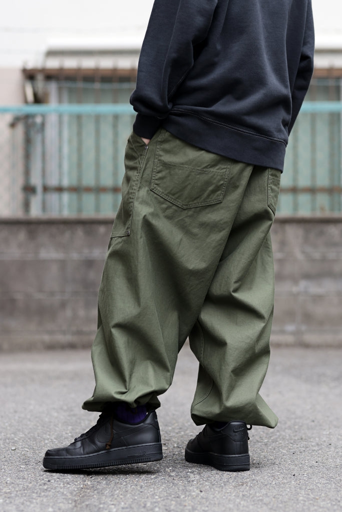 Y's WIDE STRAIGHT PANTS WORKER-DETAIL / BACK SATIN VULCANIZATION COTTON