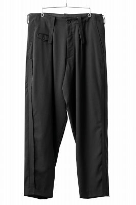 Y's for men WITH DECORATIVE CLOTH TAPERED PANTS / WRINKLE WOOL GABARDINE