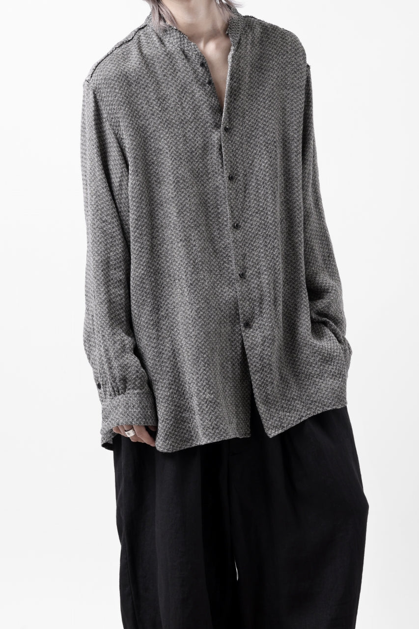 COLINA BANDED COLLAR WIDE SHIRT / LINEN DOBBY CHAMBRAY