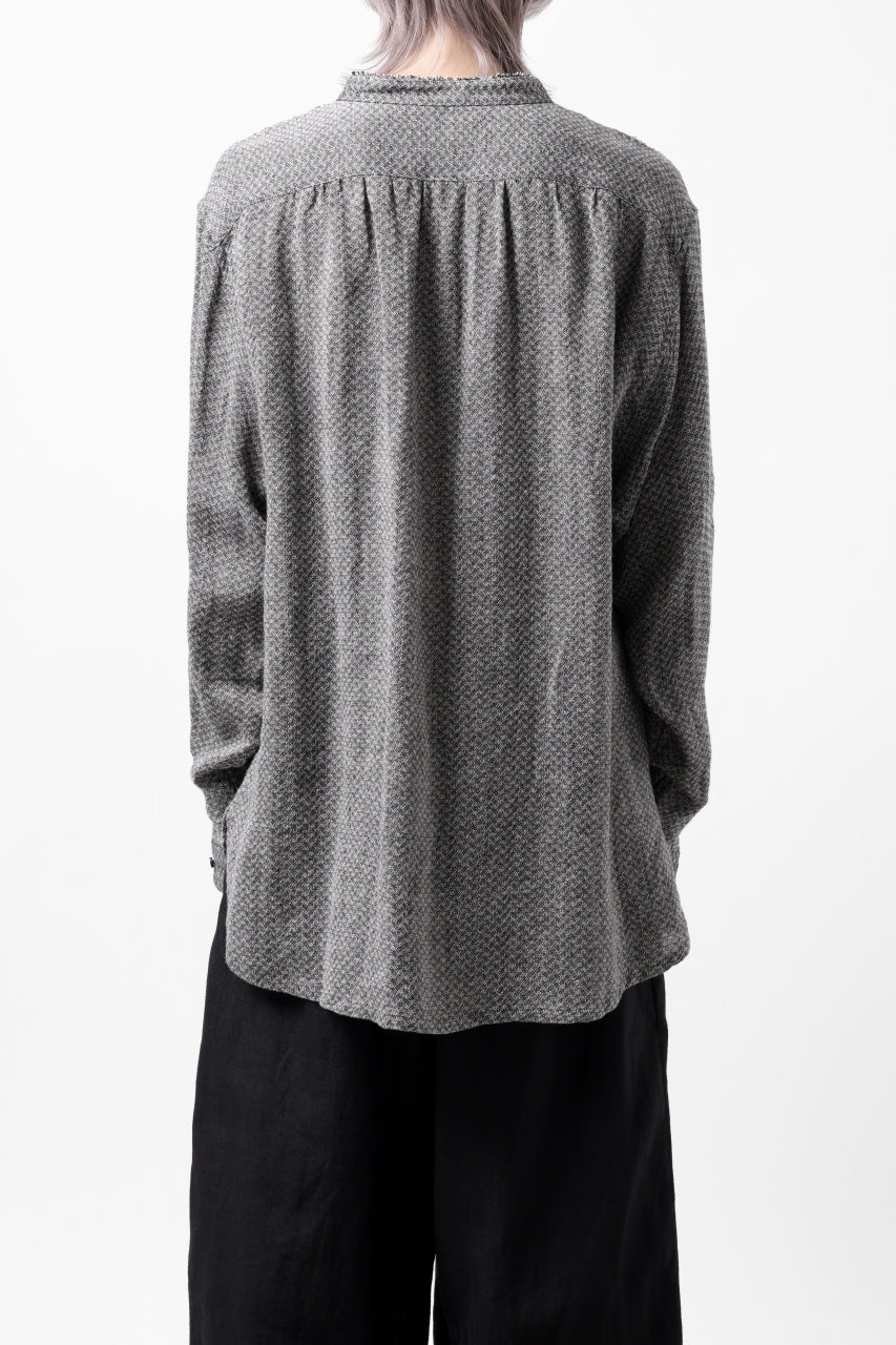 COLINA BANDED COLLAR WIDE SHIRT / LINEN DOBBY CHAMBRAY