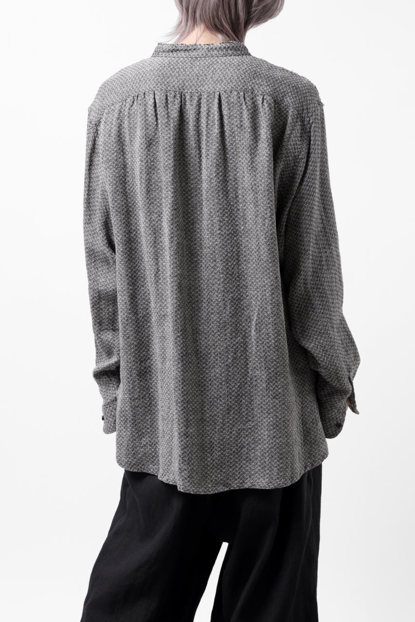 COLINA BANDED COLLAR WIDE SHIRT / LINEN DOBBY CHAMBRAY