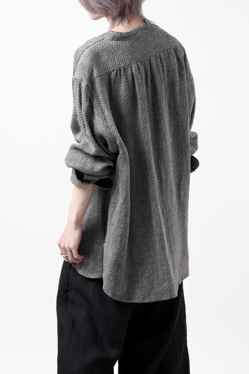 COLINA BANDED COLLAR WIDE SHIRT / LINEN DOBBY CHAMBRAY