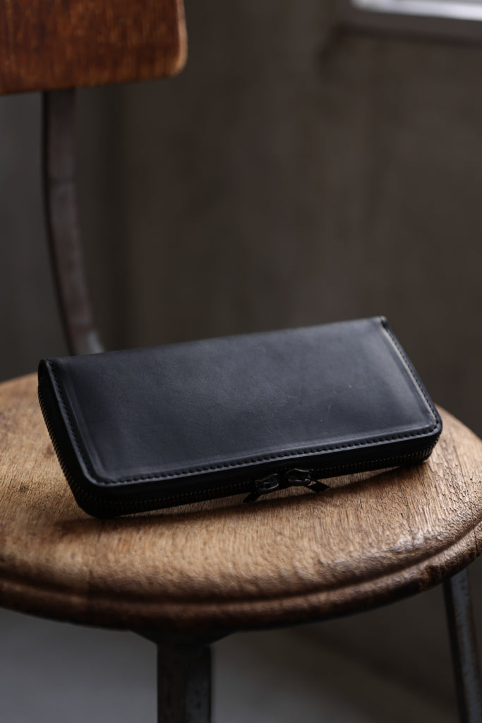 [ Wallet ] Portaille ROUND ZIP LONG WALLET / GUIDI FIORE Price / ￥49,500 - (in tax) Size / Free (H10.5cm W22cm D2.5cm) Color / Black Material / Calf Leather