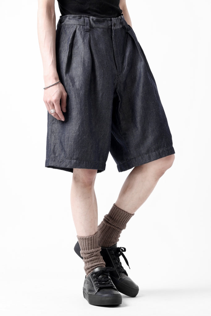 CAPERTICA 2-TUCK WIDE SHORTS / WASHABLE WOOL x LINEN GABARDINE