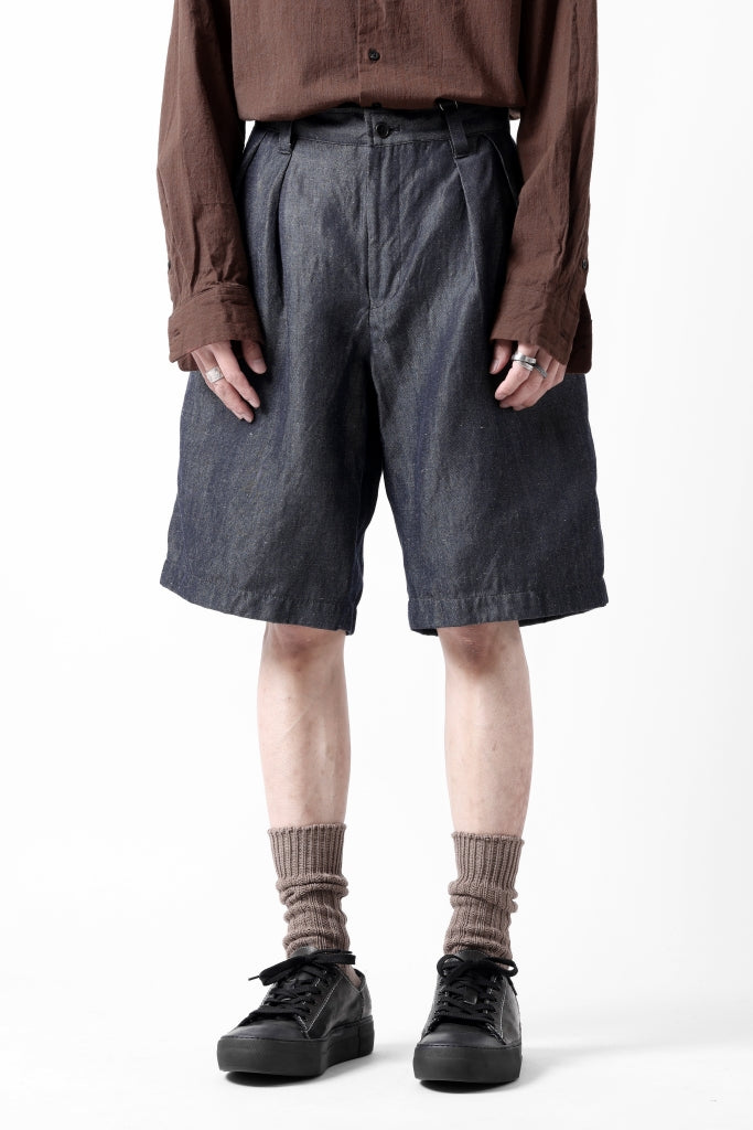 CAPERTICA 2-TUCK WIDE SHORTS / WASHABLE WOOL x LINEN GABARDINE