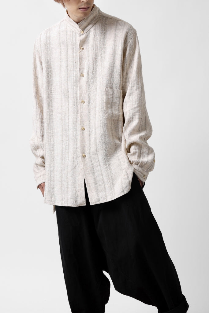 COLINA GARDENER SHIRT / SHADOW STRIPE (LINEN / NEPPED SILK)