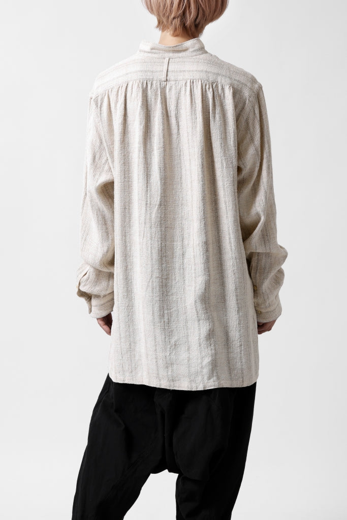 COLINA GARDENER SHIRT / SHADOW STRIPE (LINEN / NEPPED SILK)