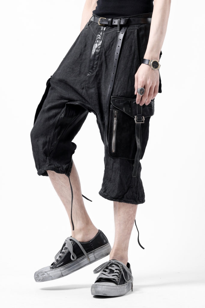 incarnation ARMY CARGO POCKET CROPPED PANT MP-1C / LINEN + HORSE LEATHER