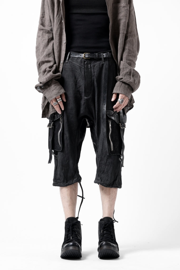 incarnation ARMY CARGO POCKET CROPPED PANT MP-1C / LINEN + HORSE LEATHER