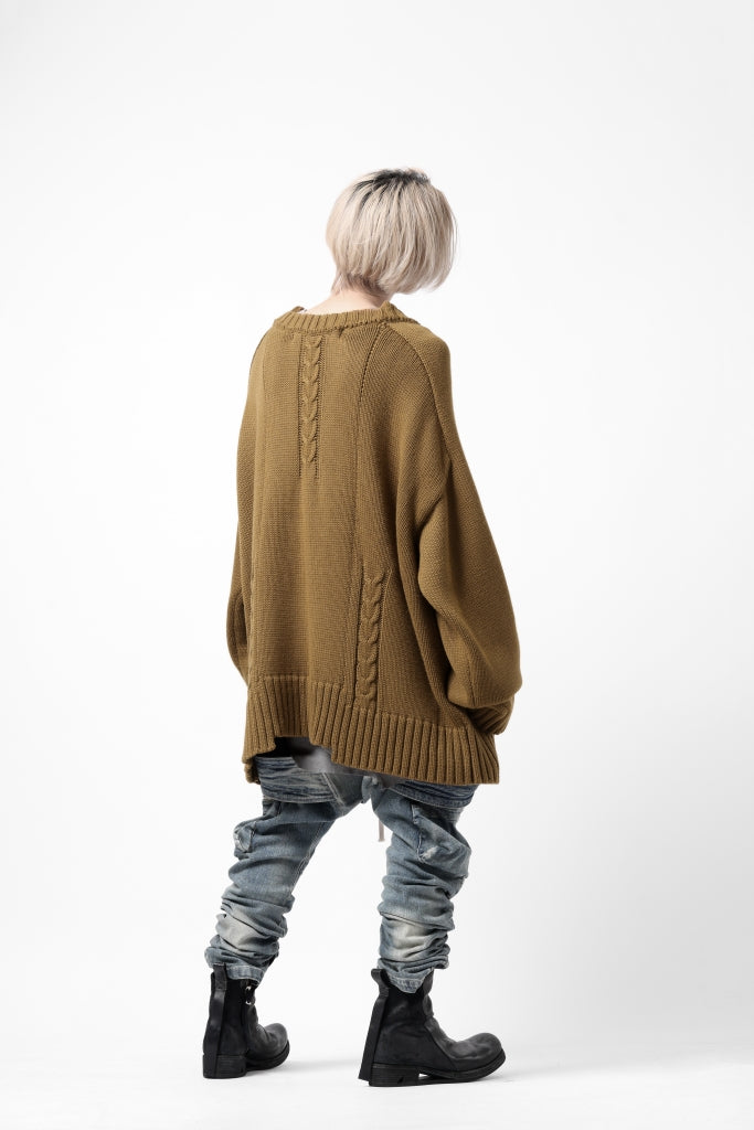 A.F ARTEFACT LOWGAUGE CABLE KNIT PULLOVER IRREGULAR-HEM