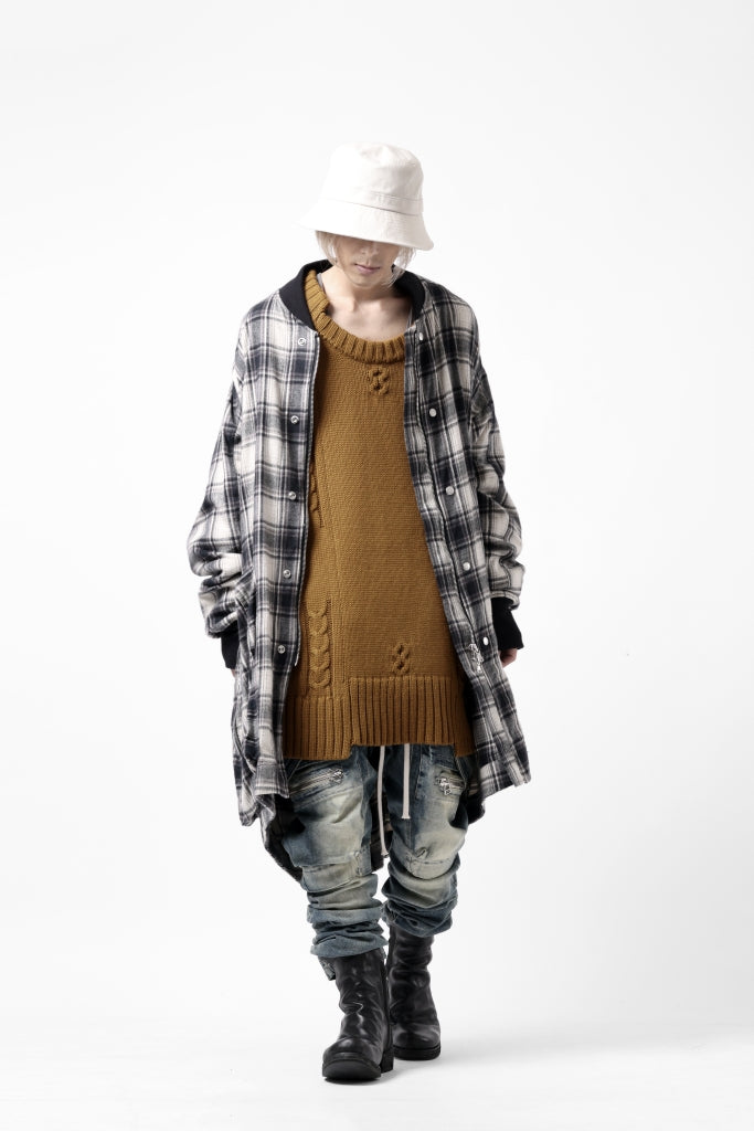 A.F ARTEFACT LOWGAUGE CABLE KNIT PULLOVER IRREGULAR-HEM