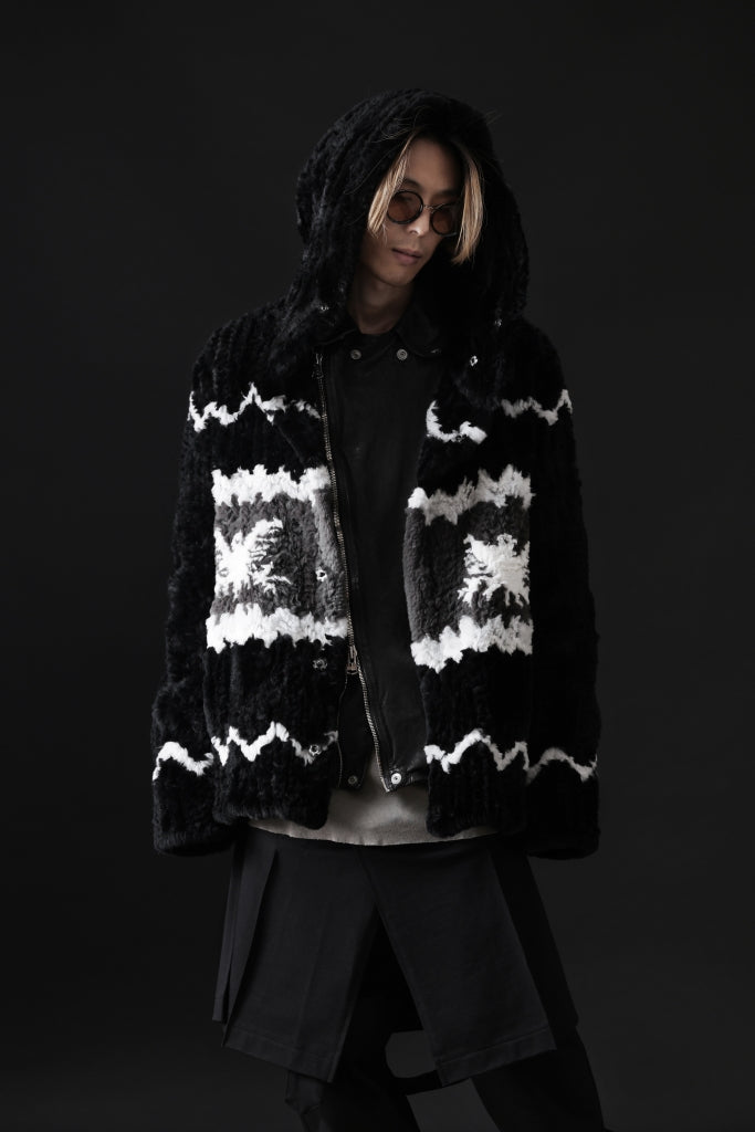 ISAMU KATAYAMA BACKLASH KNIT HOODIE BLOUSON / RABBIT FUR