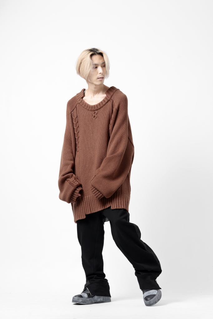 A.F ARTEFACT LOWGAUGE CABLE KNIT PULLOVER IRREGULAR-HEM