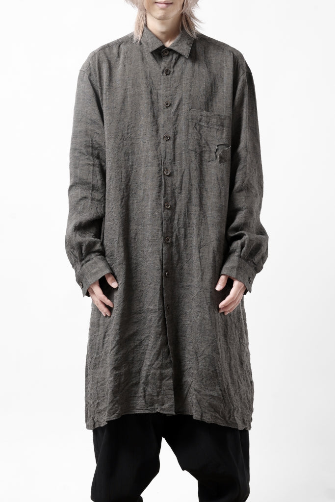 YUTA MATSUOKA long shirt / linen gold thread stripe 