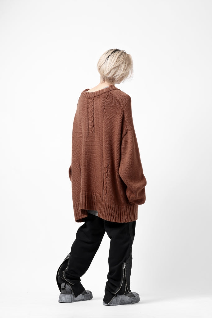 A.F ARTEFACT LOWGAUGE CABLE KNIT PULLOVER IRREGULAR-HEM