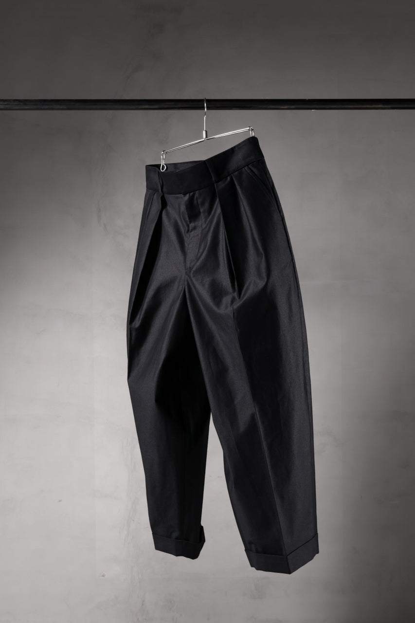 atelier amber COTTON SATIN TAPERED WIDE PANTS
