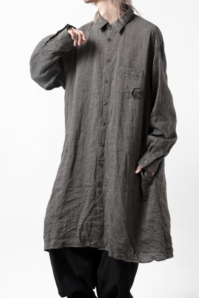 YUTA MATSUOKA long shirt / linen gold thread stripe 