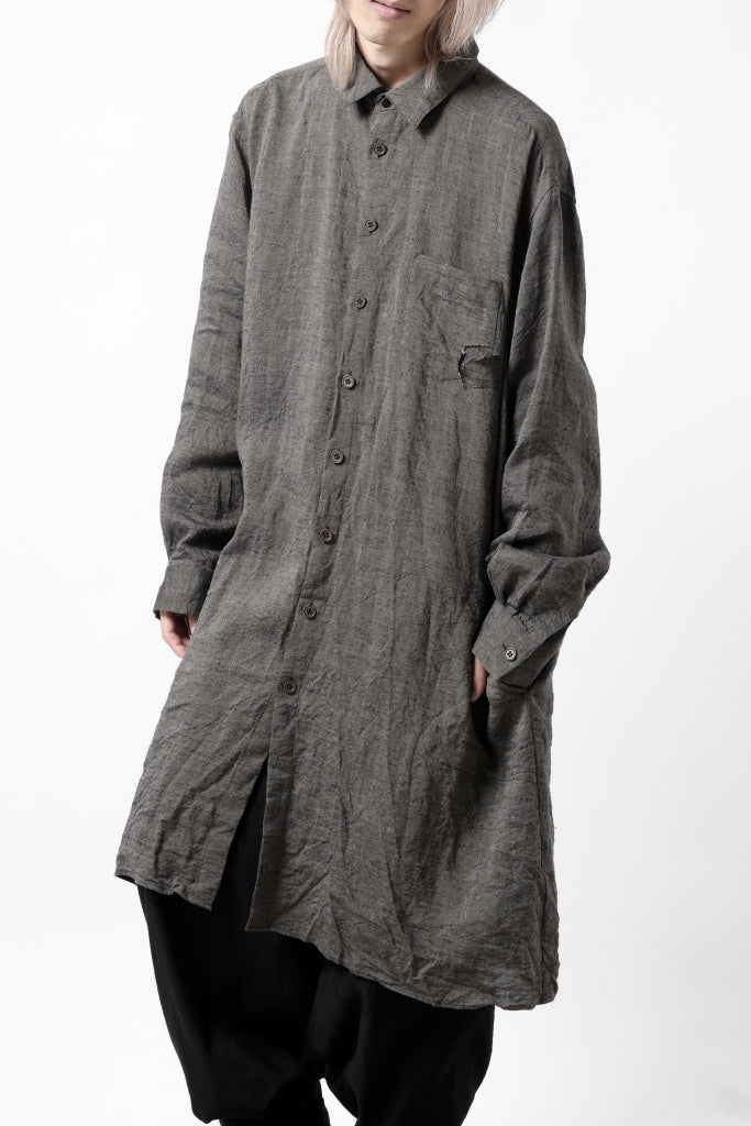 YUTA MATSUOKA long shirt / linen gold thread stripe 