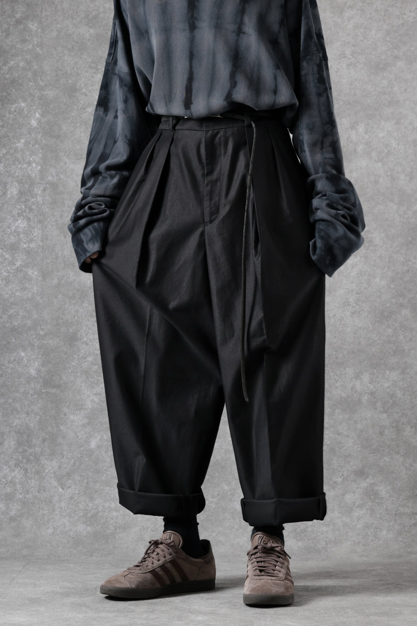 atelier amber COTTON SATIN TAPERED WIDE PANTS