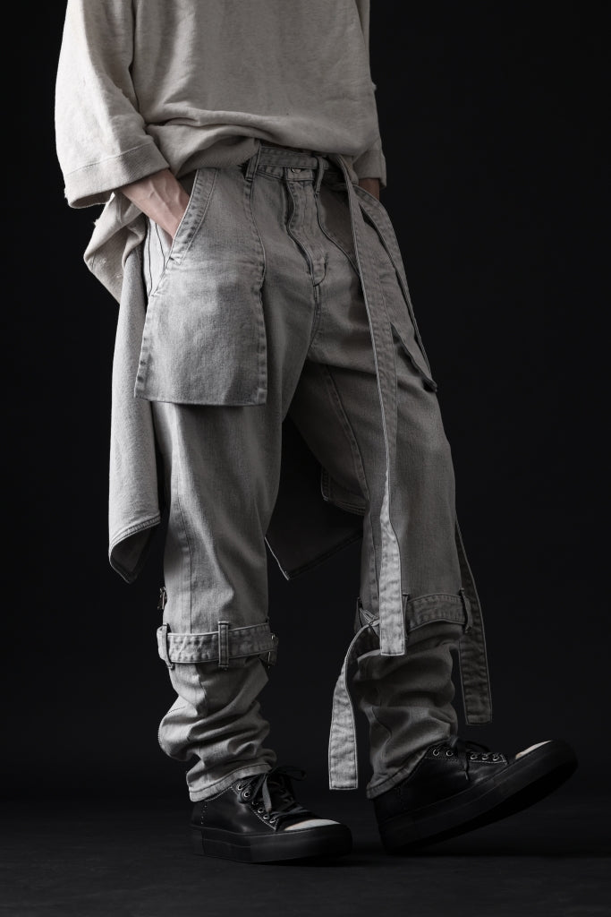 N/07 SEDITIOUS BONDAGE TROUSERS / BLEACHED BLACK DENIM