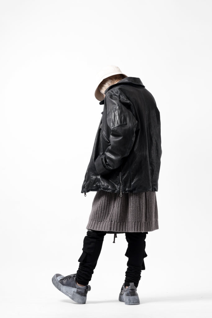 ISAMU KATAYAMA BACKLASH FLIGHT JACKET / GOAT LEATHER (GARMENT+SPRAY DYED / BLACK)