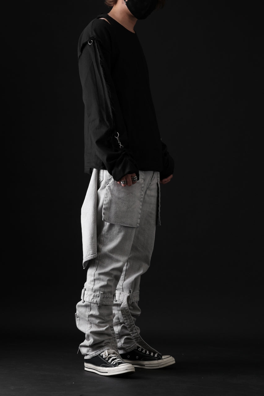 N/07 SEDITIOUS BONDAGE TROUSERS / BLEACHED BLACK DENIM