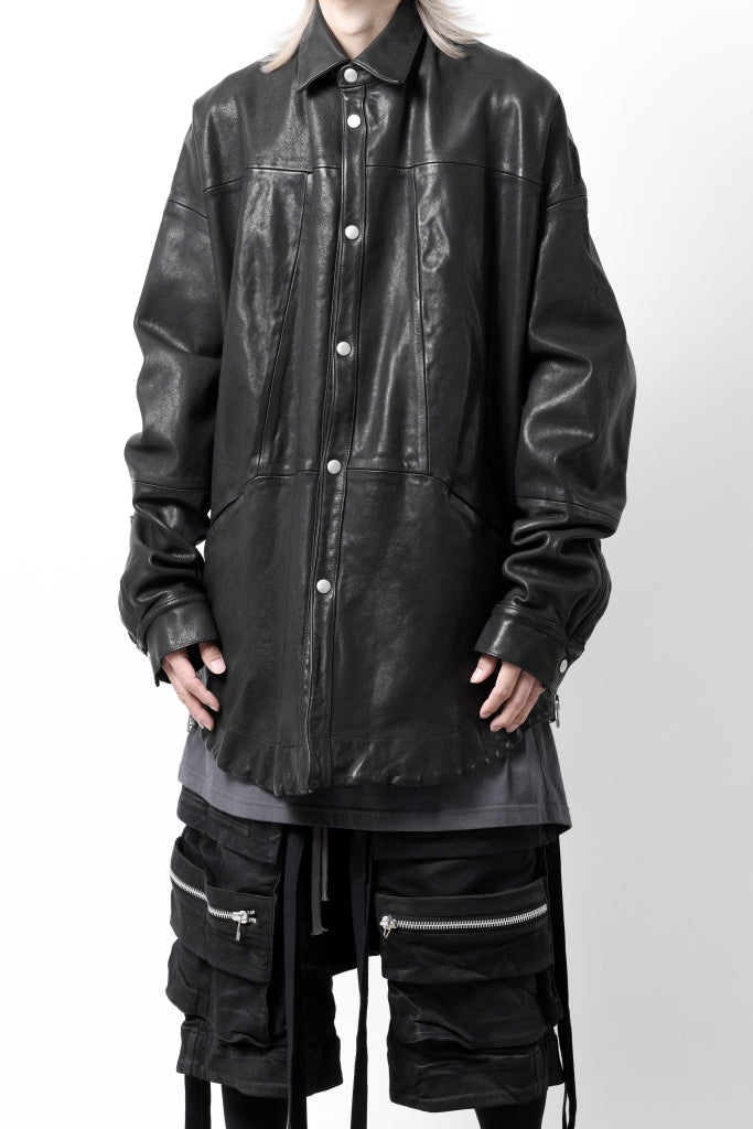 A.F ARTEFACT SNAPPED COCOON SHIRT-JACKET / SOFT GOAT LEATHER