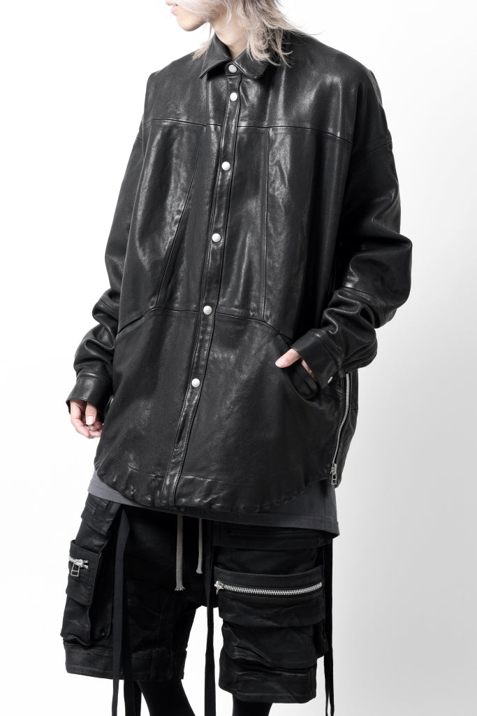 A.F ARTEFACT SNAPPED COCOON SHIRT-JACKET / SOFT GOAT LEATHER