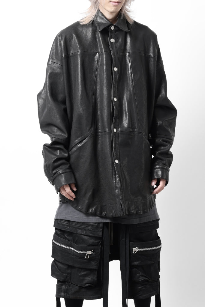 A.F ARTEFACT SNAPPED COCOON SHIRT-JACKET / SOFT GOAT LEATHER