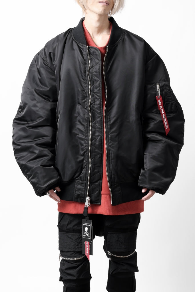 mastermind WORLD x ALPHA INDUSTRIES RIVERSIBLE MA-1 JACKET - CRAZY PANELED