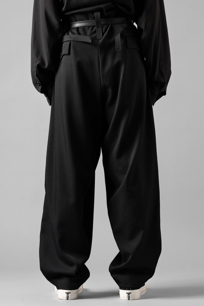 Y's for men WITH DECORATIVE CLOTH TAPERED PANTS / WRINKLE WOOL GABARDINE