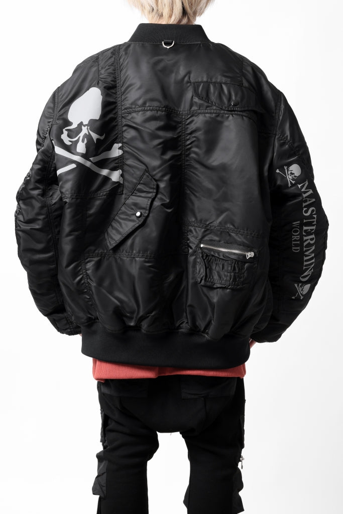 mastermind WORLD x ALPHA INDUSTRIES RIVERSIBLE MA-1 JACKET - CRAZY PANELED