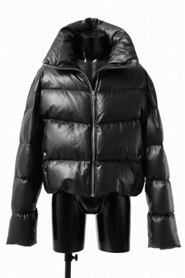 A.F ARTEFACT SHEEP SKIN LEATHER HIGH-NECK SHORT DOWN JACKET