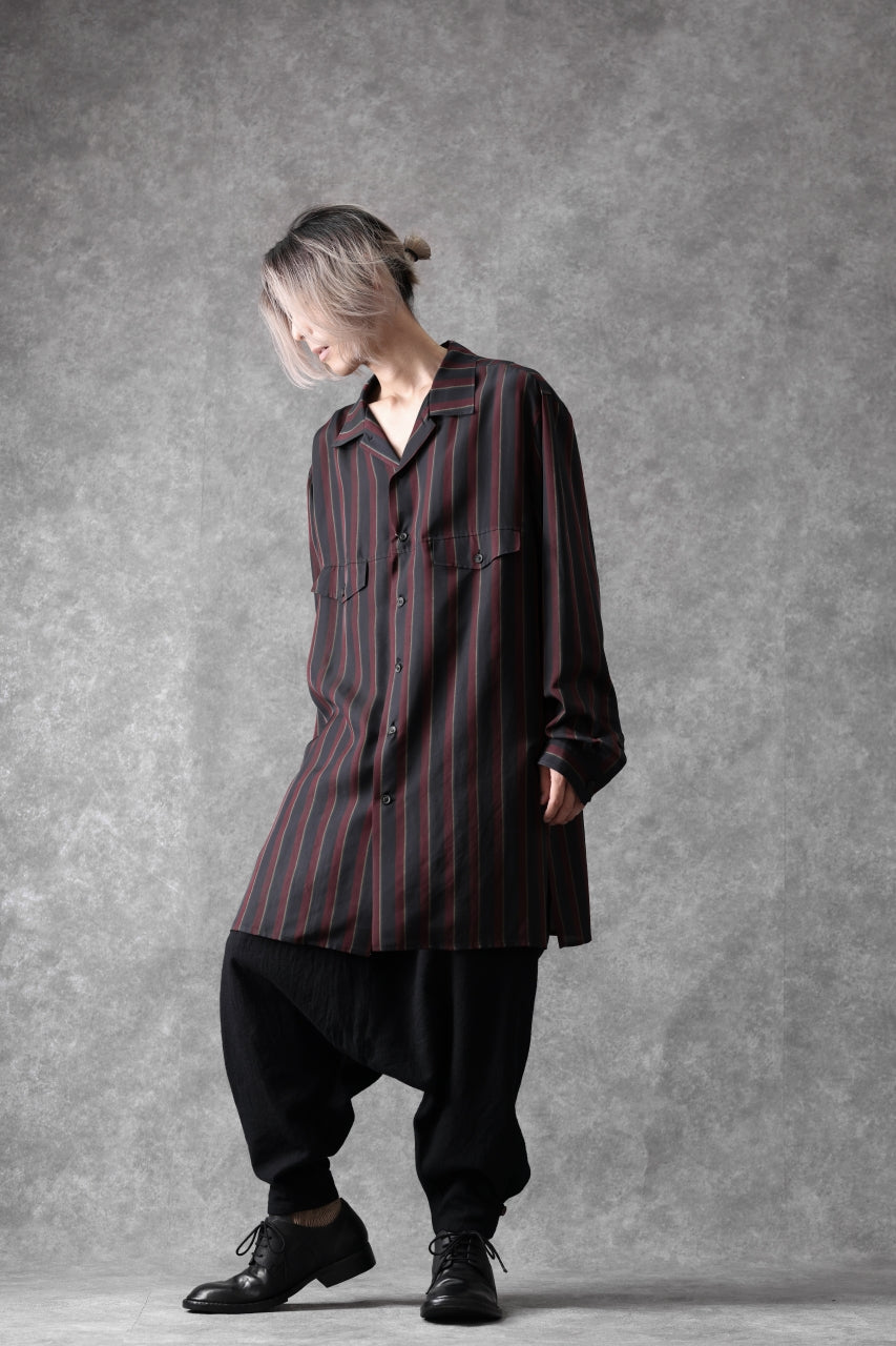 Y's for men STRIPE SHIRT with FLAP POCKET / PIGMENT DYED CUPRA