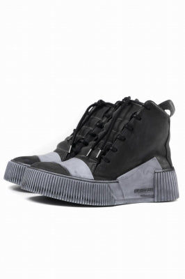 BORIS BIDJAN SABERI COW LEATHER MID CUT SNEAKER / OBJECT DYED & HAND TREATED "BAMBA1.1"