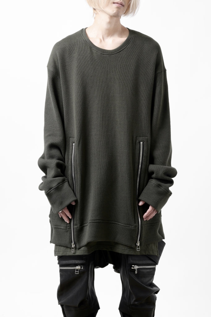 A.F ARTEFACT LAYERED ZIP PULLOVER / COTTON KNIT+JERSEY