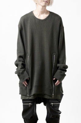 A.F ARTEFACT LAYERED ZIP PULLOVER / COTTON KNIT+JERSEY