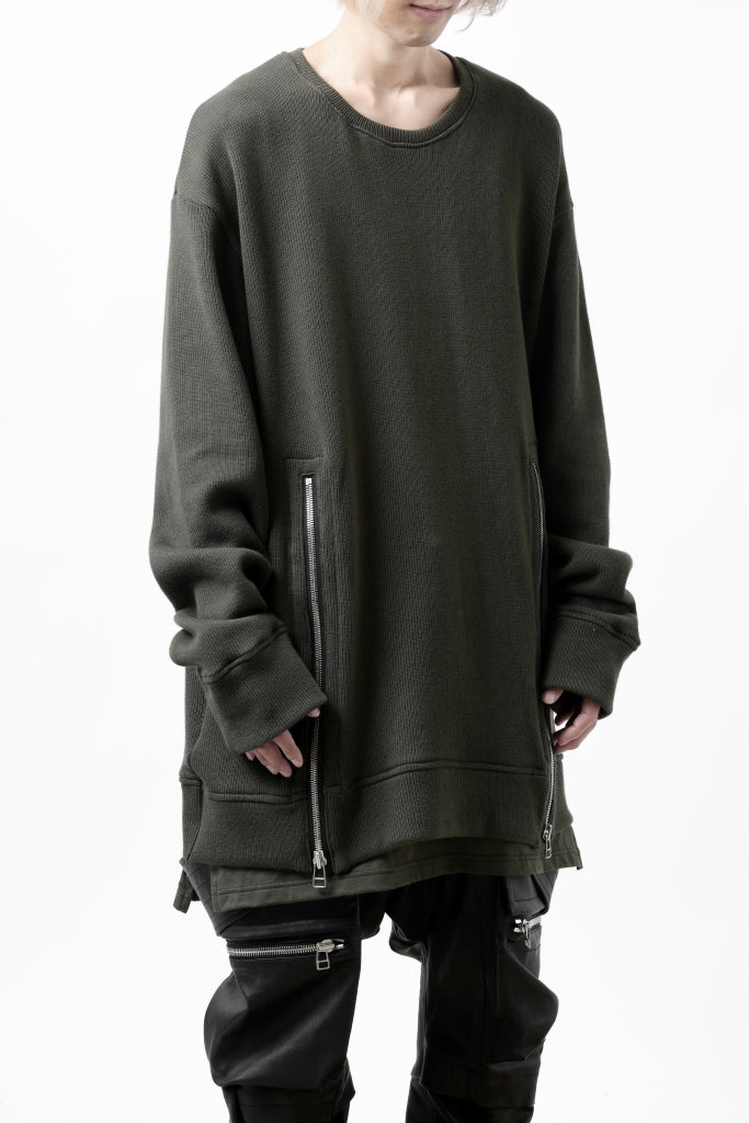 A.F ARTEFACT LAYERED ZIP PULLOVER / COTTON KNIT+JERSEY