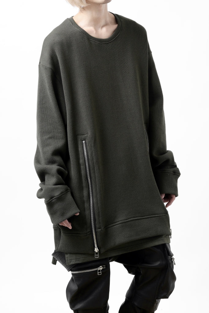 A.F ARTEFACT LAYERED ZIP PULLOVER / COTTON KNIT+JERSEY