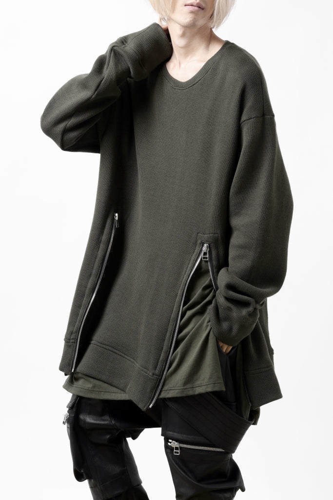 A.F ARTEFACT LAYERED ZIP PULLOVER / COTTON KNIT+JERSEY