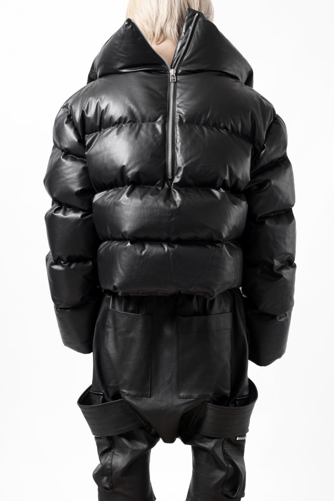 A.F ARTEFACT SHEEP SKIN LEATHER HIGH-NECK SHORT DOWN JACKET