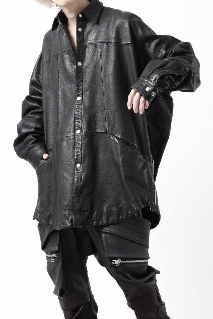 A.F ARTEFACT SHEEP SKIN LEATHER HIGH-NECK SHORT DOWN JACKET